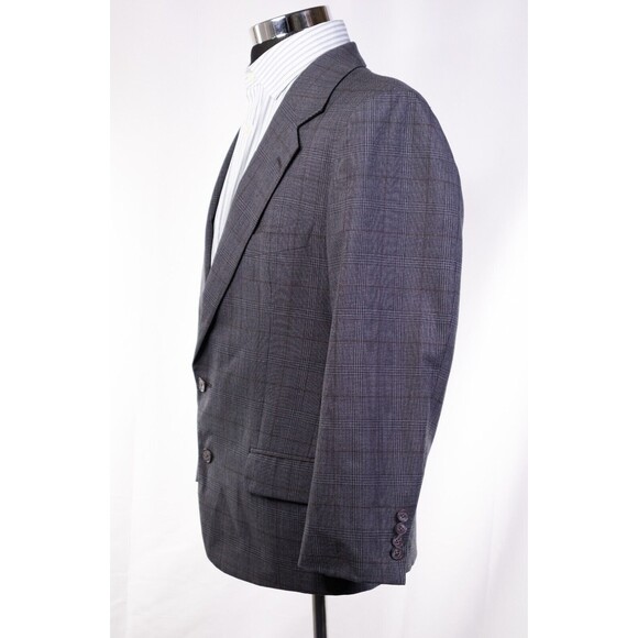VTG Joseph Abboud Blazer Mens Sport Jacket 40S USA Wool Plaid Light Brown Grey - Picture 4 of 14